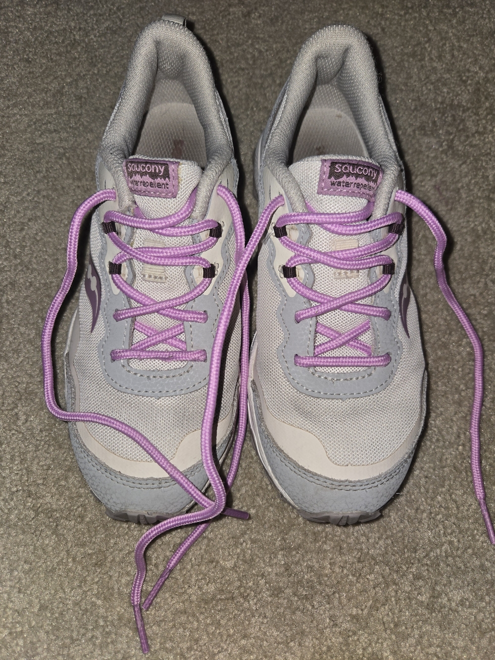 Saucony Gray and Lilac Lace-Up Sneakers Girls 3
